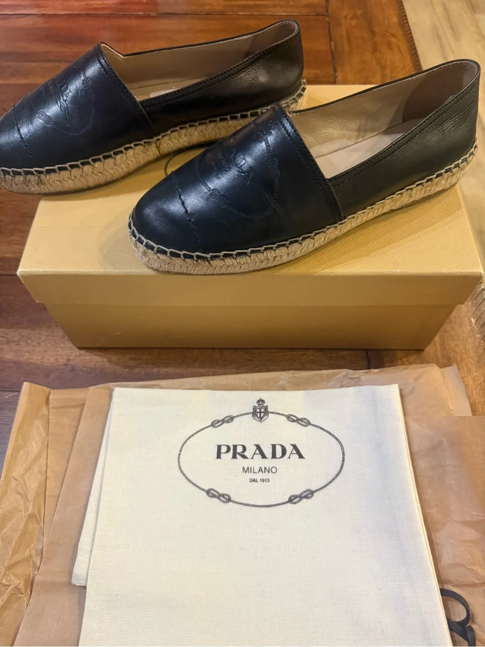 PRADA Women’s Black Leather Espadrilles